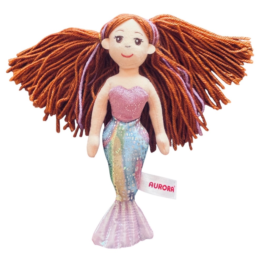 Aurora World Mermaid 9" Plush Doll Holographic Rainbow Redhead